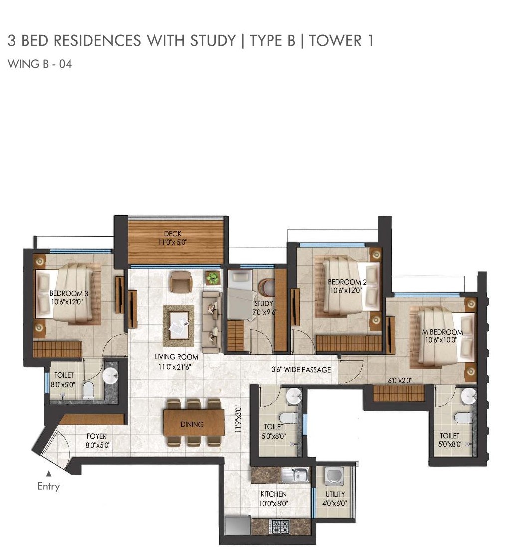 3 BHK Floor Plan 6